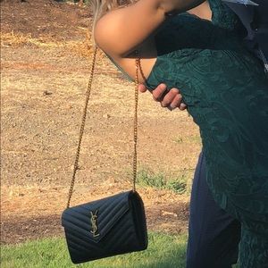 YSL ENVELOPE CHAIN WALLET EMBOSSED LEATHER